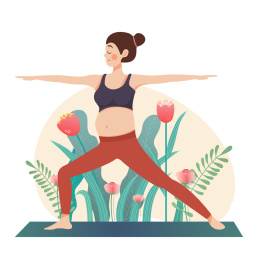 女子瑜伽运动之孕妇瑜伽动作矢量素材