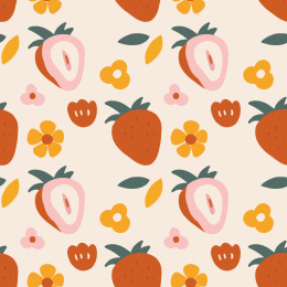 可爱草莓平铺图案