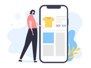 女生用手机购物买衣服