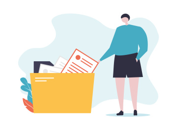 男生把文件放到文件盒