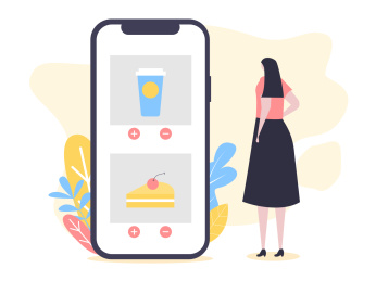 一个女生在用手机点外卖