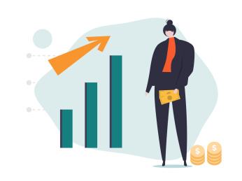 女生分析经济数据上升