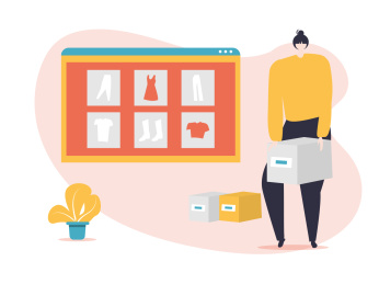 一个女生拿网购快递