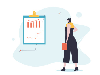 女生在分析数据图