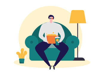 男生在家里看电影