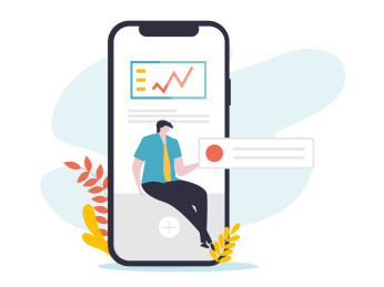 一个男人看手机数据分析