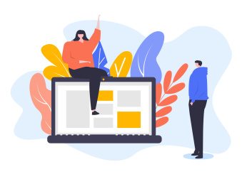 商务男女在电脑前