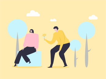 男生给女生送花惊喜