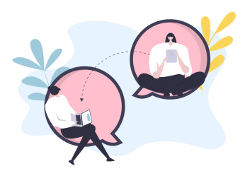 两个女生通过互联网聊天