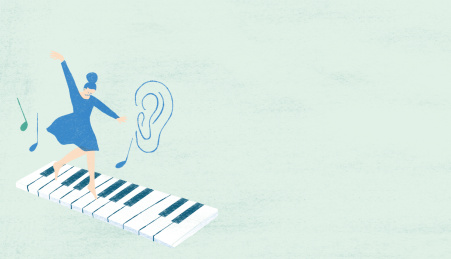 琴键上跳跃舞蹈的女孩插画插图