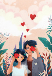 情人节主题插画-七夕人物