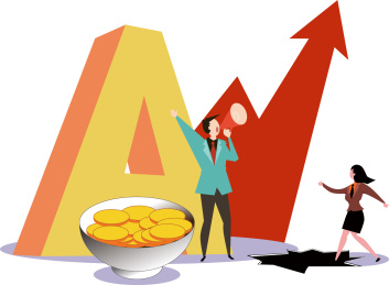 股市荐股黑嘴概念插画