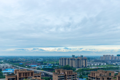 中国四川德阳旌阳区青衣江西路立交桥建筑风光