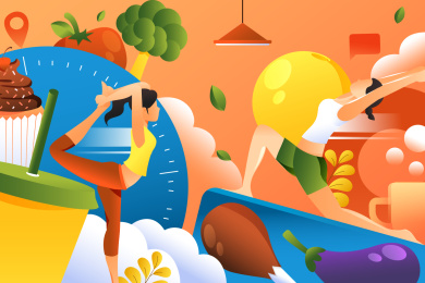 健身饮食矢量插画