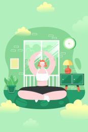 做瑜伽的人矢量插画