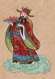 喝酒吃西瓜的趣味国风门神