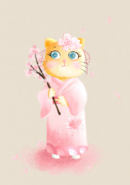 樱花树下的猫