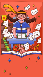 女孩毕业季插画