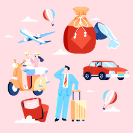 出行方式矢量插画