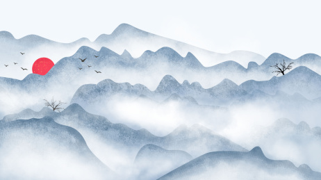 中国风山水群山图