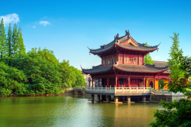 中国江苏镇江焦山风景区的古建筑