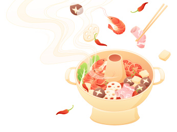 火锅传统美食插画