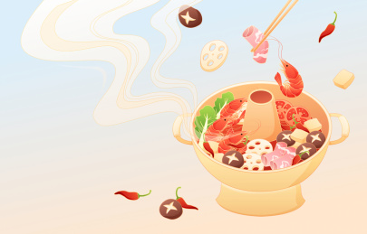 火锅插画传统美食