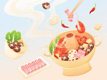 火锅传统美食插画