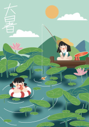 在荷花池玩耍的小女孩