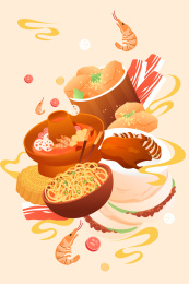 地方特色美食矢量插画