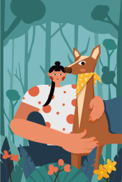 女孩与萌宠小狗的欢聚时光