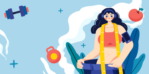 女性运动减肥健身插画