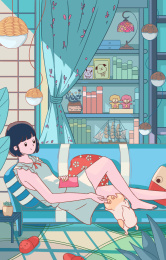 小清新人物日常生活室内插画