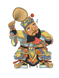 手拿西瓜与扇子的门神