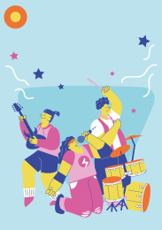 激情澎湃的乐队演奏，音乐节海报