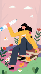 女孩手持笔有梦想奋斗