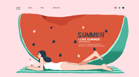 穿泳衣的女人和西瓜