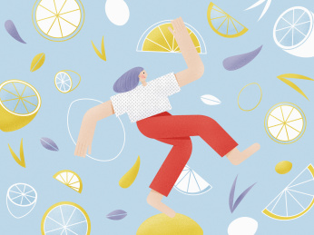 柠檬人物图案插画包装植物素材