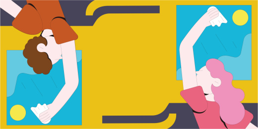 女孩和男孩一起擦窗户打扫卫生-矢量插画