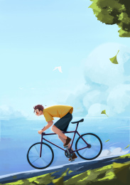 骑自行车的年轻人