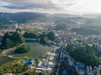 广东云浮市城市航拍风光