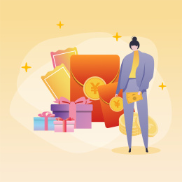 一个女生和红包优惠券