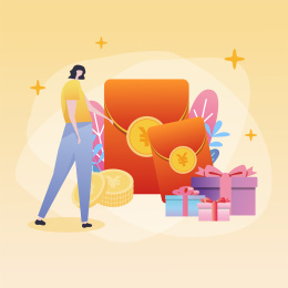 一个女生获得红包礼品