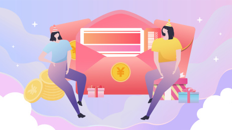 两个女生和红包优惠券