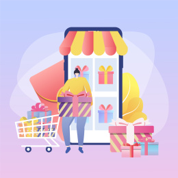 一个女生在手机网购