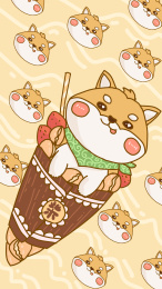 可爱柴犬冰激凌