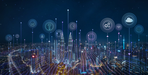 智能城市天际线景观全景概念图