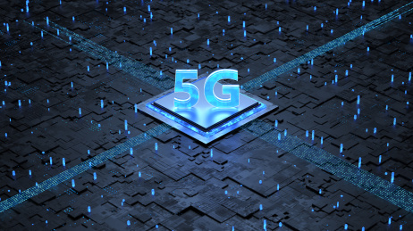 三维制作的科技电路板芯片和5G立体字