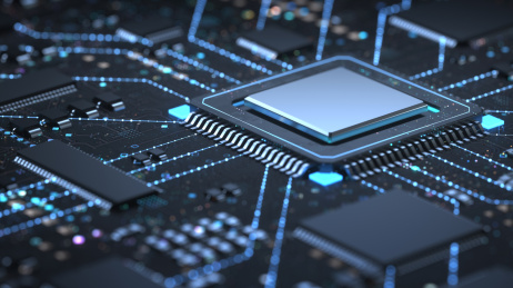 三维制作的科技电路板芯片和5G立体字