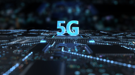 三维制作的科技电路板芯片和5G立体字